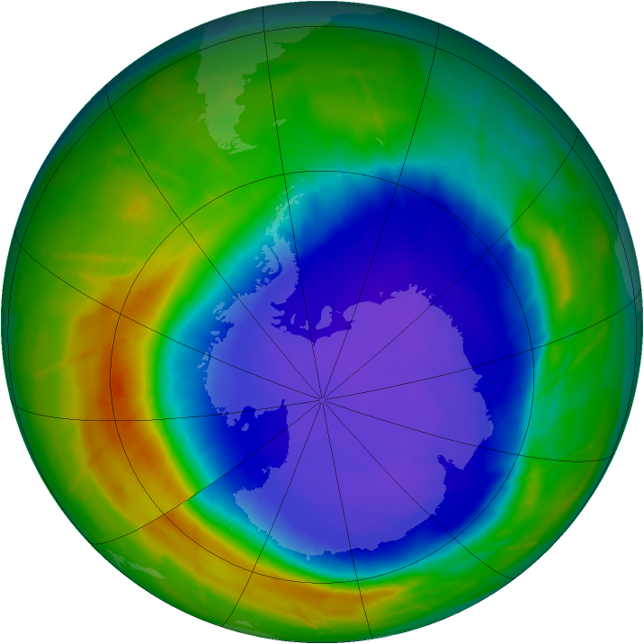Antarctic ozone map for 26 September 2010